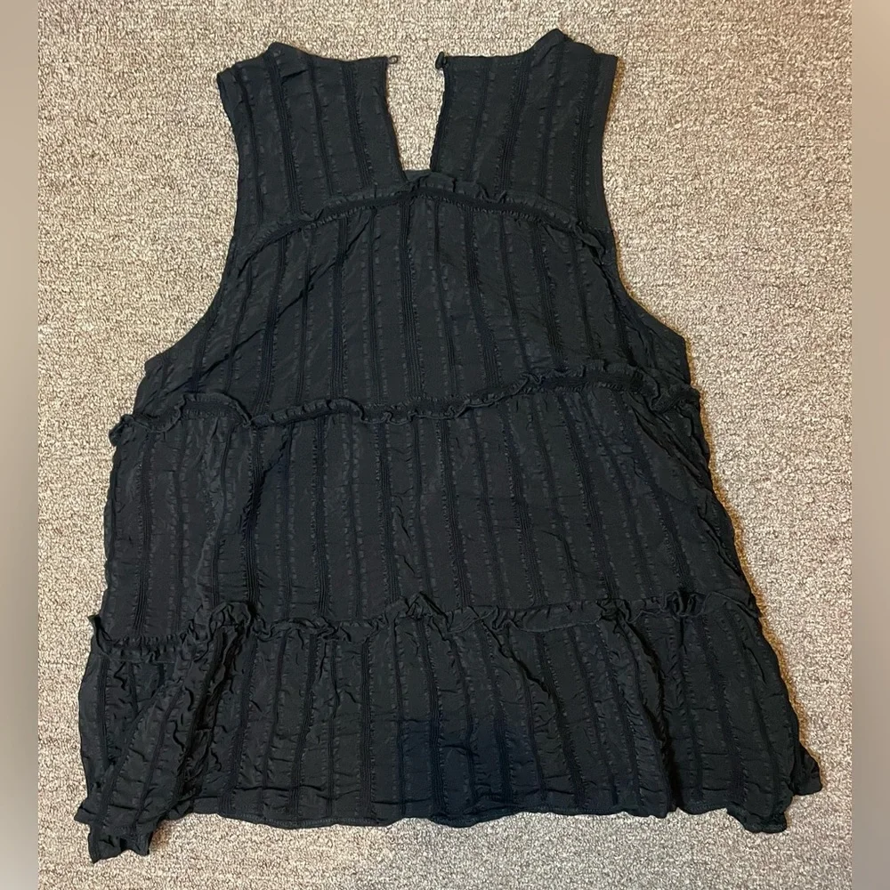 Topshop Baby Doll Smock Top Black- size 8 - Picture 4 of 6